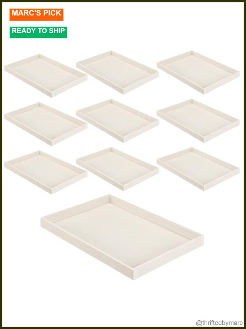 Velvet Stackable Jewelry Trays 10 Pc Set Display Organizer